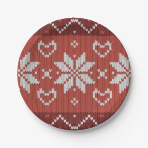 Ugg Christmas Sweater skandinavischer Strick Red H Pappteller