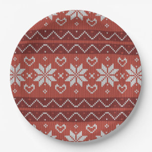 Ugg Christmas Sweater skandinavischer Strick Red H Pappteller