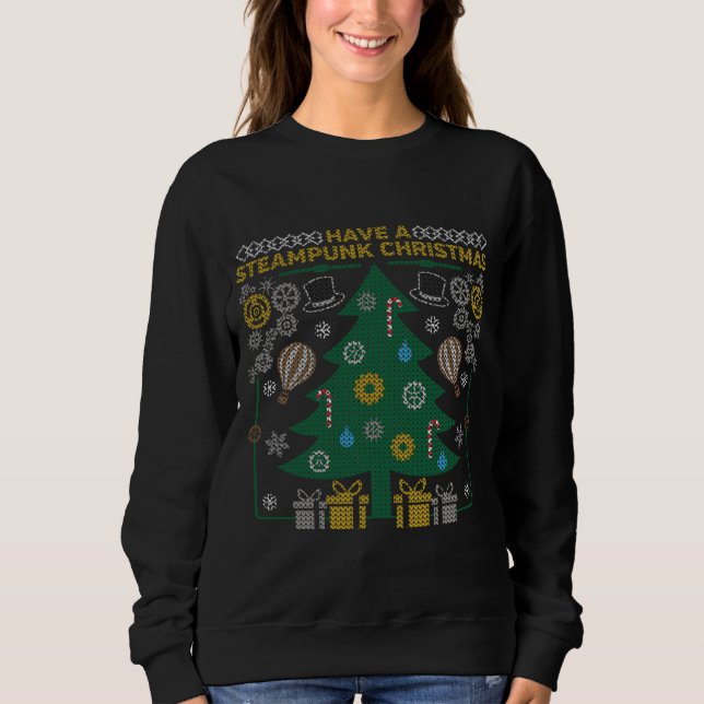 Ugg Christmas Sweater Steampunk Gears Sweatshirt (Vorderseite)