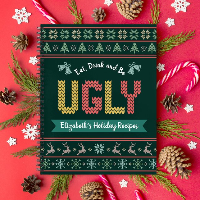 Ugg Christmas Sweater Strick Grüne Rezept Kochbuch Notizbuch (Von Creator hochgeladen)