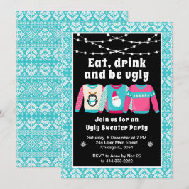 Ugg Christmas Sweaters Holiday Party Blue Einladung