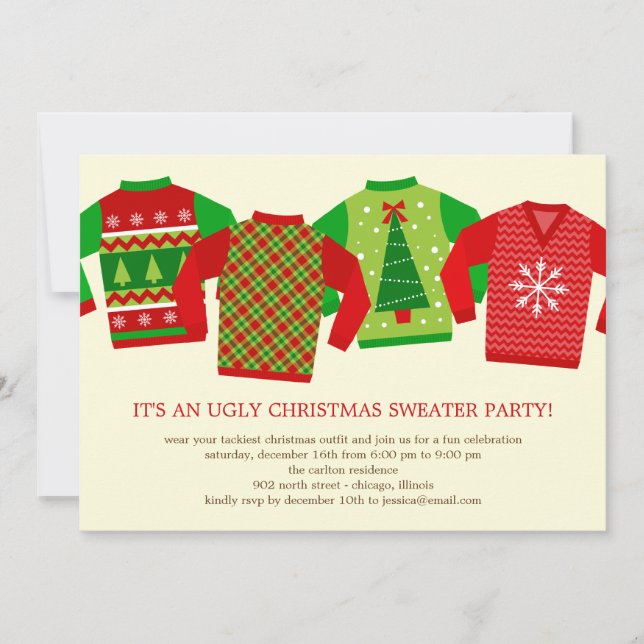 Ugg Christmas Sweaters Holiday Party Einladung (Vorderseite)