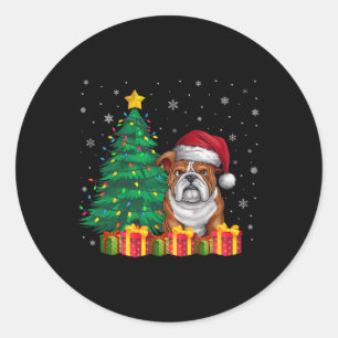 Ugg English Bulldog Weihnachtsmannmütze Christmas  Runder Aufkleber