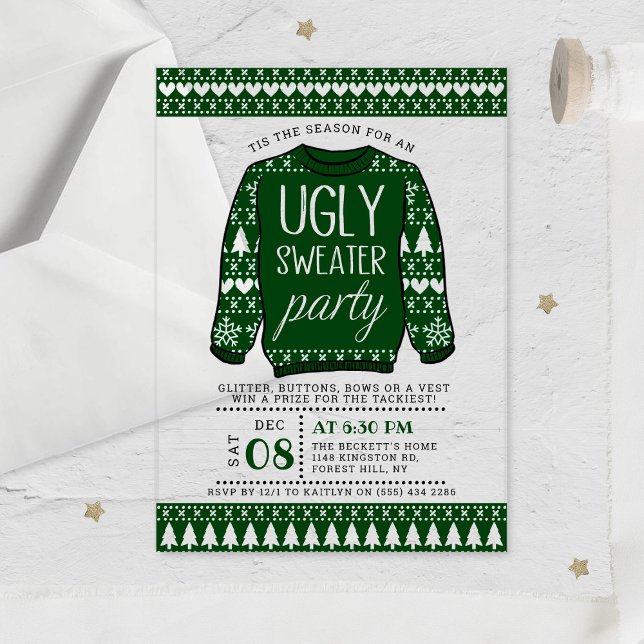 Ugg Green Christmas Sweater Holiday Party Acryleinladungen (Von Creator hochgeladen)