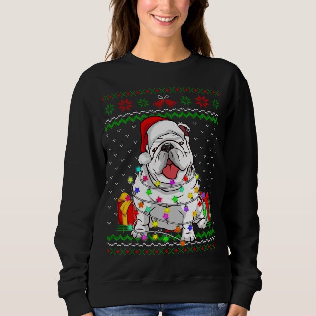 Ugg Sweater Christmas Lights English Bulldog Dog Sweatshirt (Vorderseite)