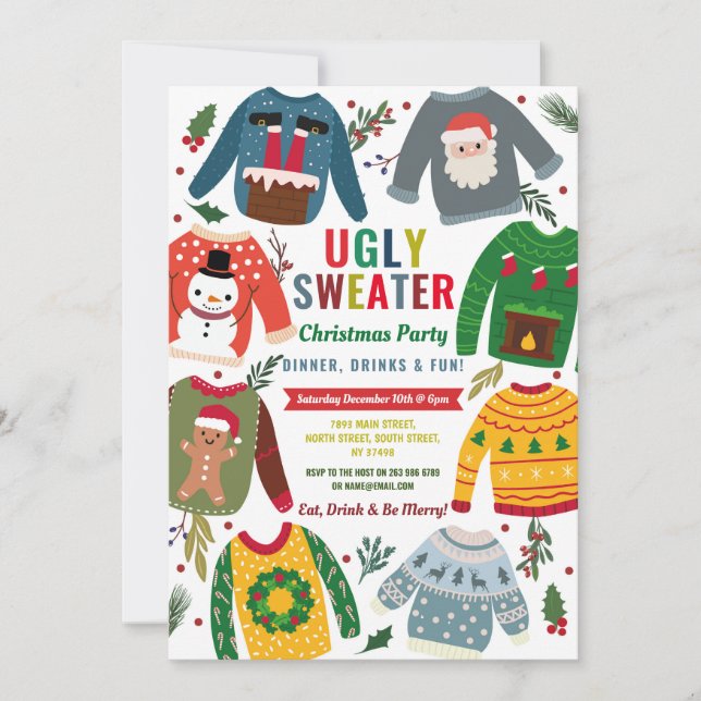 Ugg Sweater Christmas Party Festive Jumpers Einladung (Vorderseite)