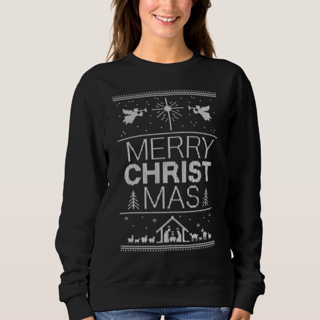 Ugg Weihnachts Sweater Christ Christlich Blue Whit Sweatshirt (Vorderseite)