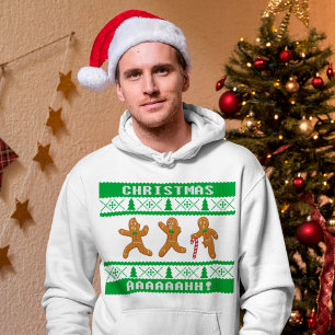 Ugg Weihnachts Sweater Scared Gingerbreadmen Grün Hoodie