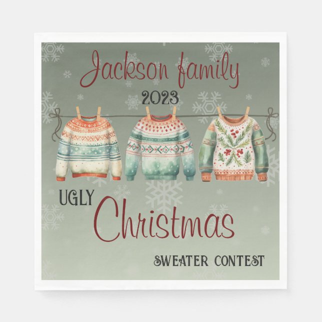 Ugg Weihnachts Sweater Themed Custom Napkins Serviette (Vorderseite)