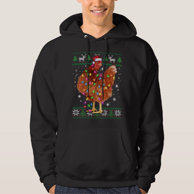 Ugg Weihnachtshähnchen Weihnachtsmannmütze Lights  Hoodie (Vorderseite)