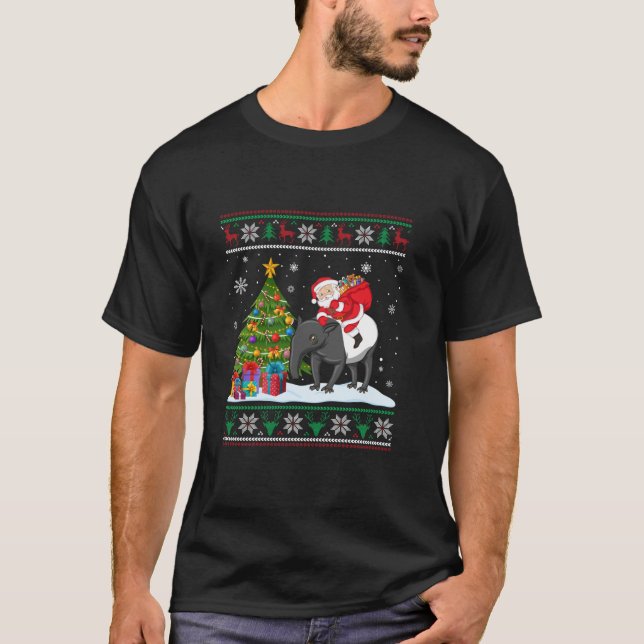 Ugge Christmas Sweater Party Santa Claus Reiten Ta T-Shirt (Vorderseite)