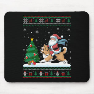 Ugge Christmas Tree Lights Xmas Santa Riding Lhasa Mousepad