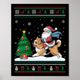 Ugge Christmas Tree Lights Xmas Santa Riding Lhasa Poster