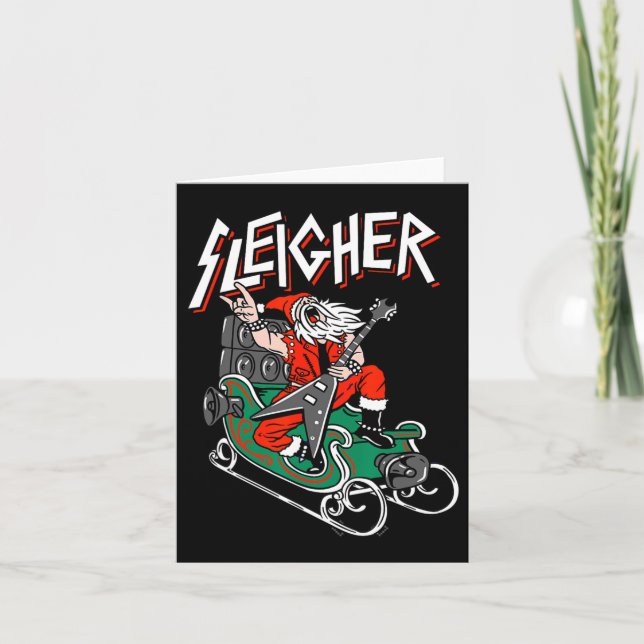 Ugguler Weihnachts Sweater Sleigher Heavy Metal Sa Karte (Vorderseite)