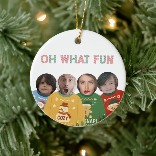 Uggulwein Sweater Funny Face Personalisiert Keramik Ornament (Baum)