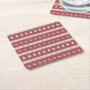 Uggy Christmas Chic Red Paper Rechteckiger Pappuntersetzer