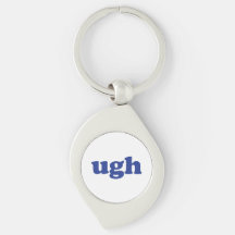 "Ugh", blaue Buchstaben, weißer Schlüsselanhänger