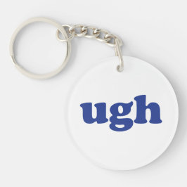 "Ugh", blaue Buchstaben, weißes Acryl Schlüsselanhänger