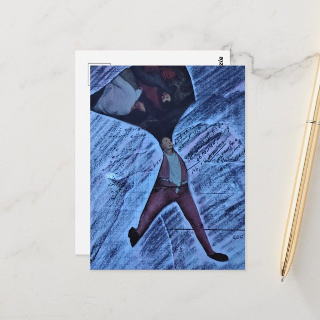 Ugh Computation Math Mixed Media Collage Postkarte (Vorderseite/Rückseite Beispiel)