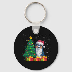 Ugi Australian Shepherd Weihnachtsmannmütze Christ Schlüsselanhänger