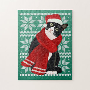 Ugi Christmas Black Cat Weihnachtsmannmütze Scarf