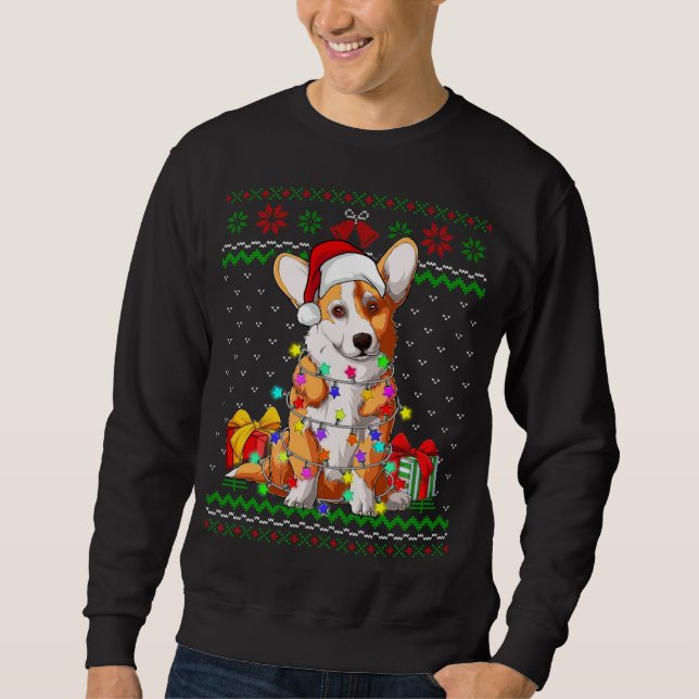 Ugi Sweater Christmas Lights Corgi Dog Lover Sweatshirt (Vorderseite)