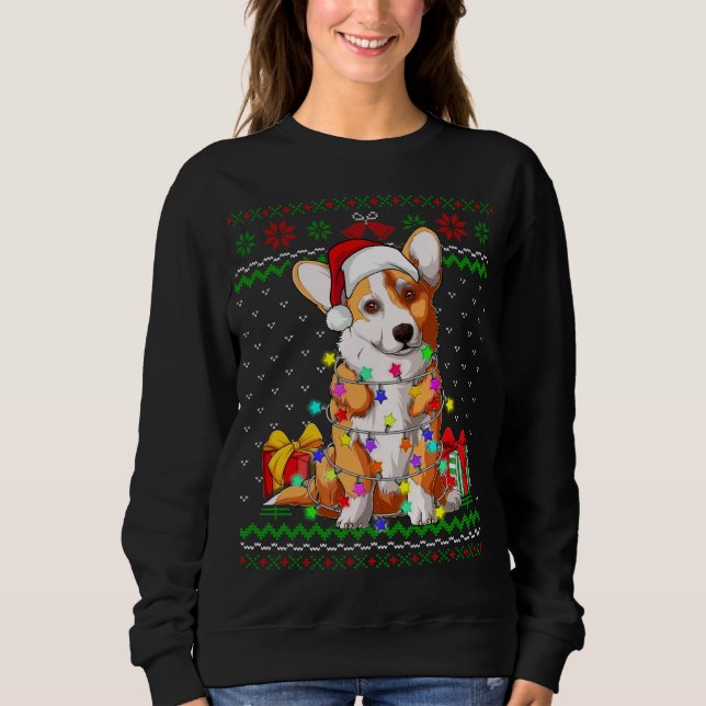 Ugi Sweater Christmas Lights Corgi Dog Lover Sweatshirt (Vorderseite)