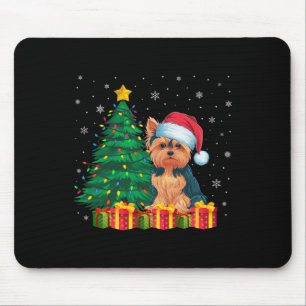 Ugie Yorkie Weihnachtsmannmütze Christmas Lights D Mousepad