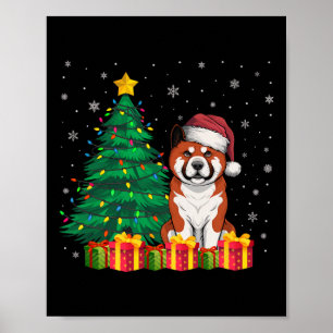 Ugly Akita Weihnachtsmannmütze Weihnachtsleuchten  Poster