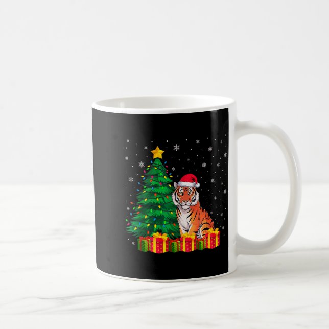 Ugly Bengal Tiger Santa Hat Christmas Tree Lights  Kaffeetasse (Rechts)
