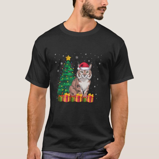 Ugly Bobcat Weihnachtsmannmütze Weihnachtsbaum Lig T-Shirt (Vorderseite)