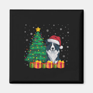 Ugly Border Collie Weihnachtsmannmütze Weihnachtsl Magnet