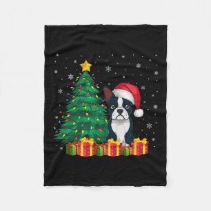 Ugly Boston Terrier Weihnachtsmannmütze Christmas  Fleecedecke