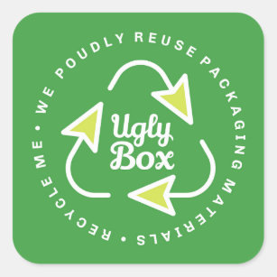Ugly Box Gerecycelt Verpackungsaufkleber grün und  Quadratischer Aufkleber