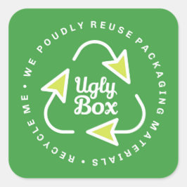 Ugly Box Gerecycelt Verpackungsaufkleber grün und Quadratischer Aufkleber