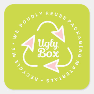 Ugly Box Gerecycelt Verpackungsaufkleber Limon & r Quadratischer Aufkleber