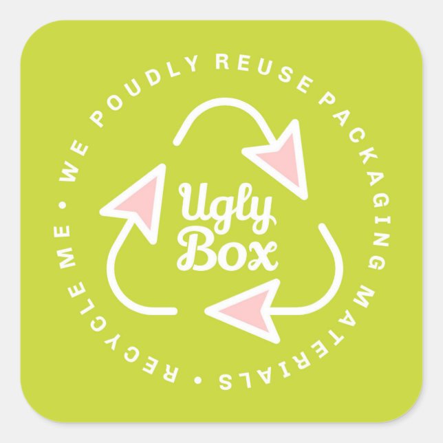 Ugly Box Gerecycelt Verpackungsaufkleber Limon & r Quadratischer Aufkleber (Vorderseite)
