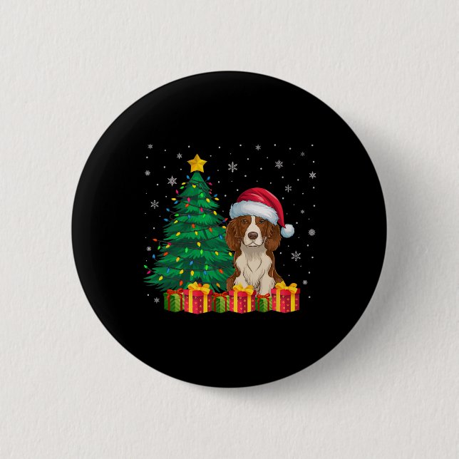 Ugly Brittany Spaniel Weihnachtsmannmütze Christma Button (Vorderseite)