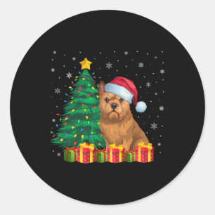 Ugly Brussels Griffon Weihnachtsmannmütze Christma Runder Aufkleber