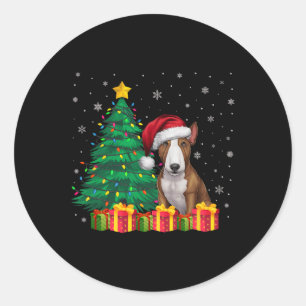 Ugly Bull Terrier Weihnachtsmannmütze Christmas Li Runder Aufkleber