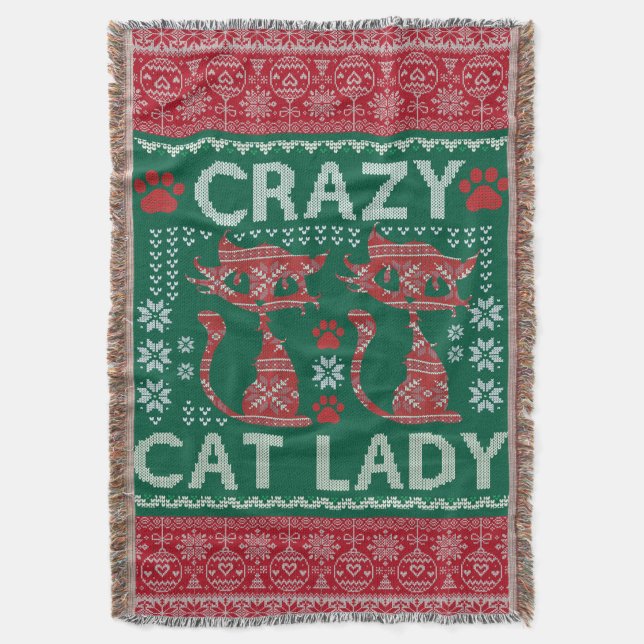 Ugly Cat Lady Sweater Blanket Weihnachtsgeschenk Decke (Vorderseite Vertikal)