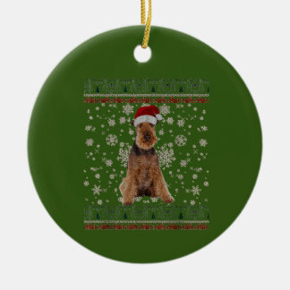 Ugly Christmas Airedale Terrier Dog Xmas Merry Keramik Ornament