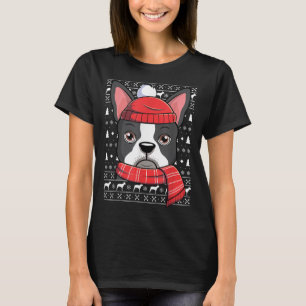 Ugly Christmas Boston Terrier Dog Funny Xmas T-Shirt