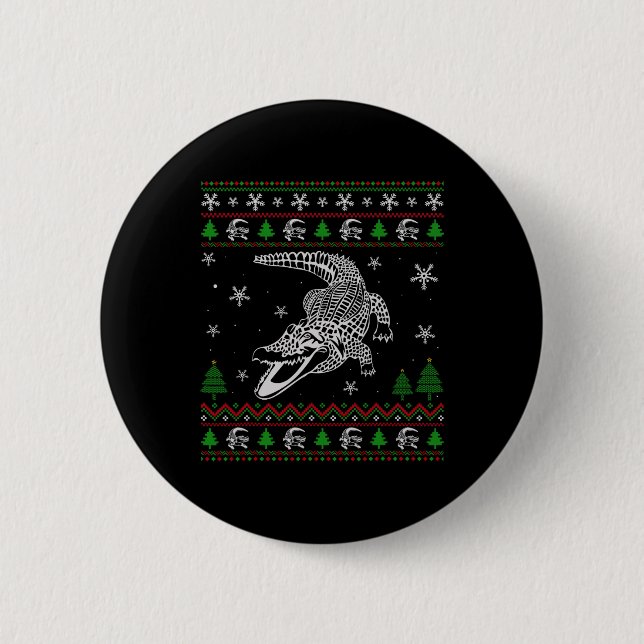 Ugly Christmas für Alligator Liebhaber Spaß Ugly Button (Vorderseite)