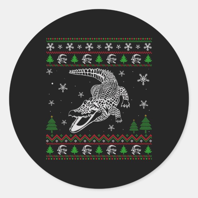Ugly Christmas für Alligator Liebhaber Spaß Ugly Runder Aufkleber (Vorderseite)