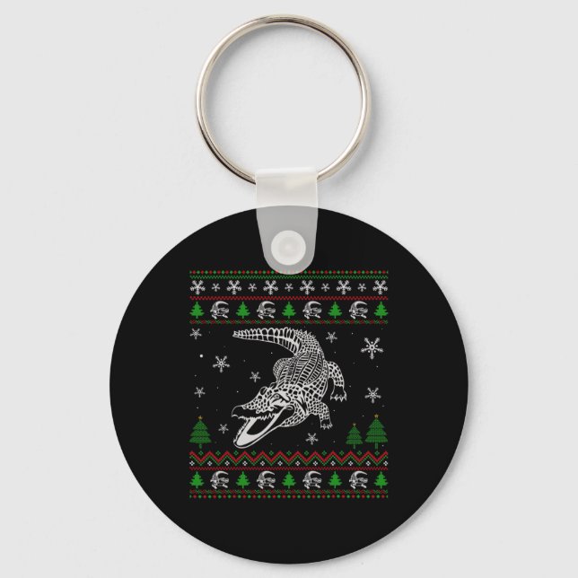 Ugly Christmas für Alligator Liebhaber Spaß Ugly Schlüsselanhänger (Vorderseite)