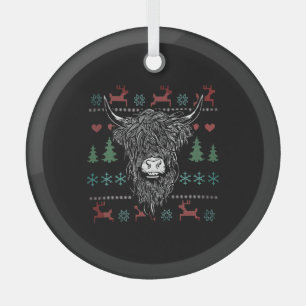 Ugly Christmas Highland Cow Ornament Aus Glas