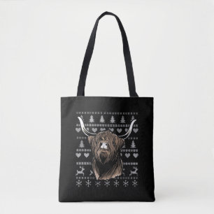Ugly Christmas Highland Cow Tasche