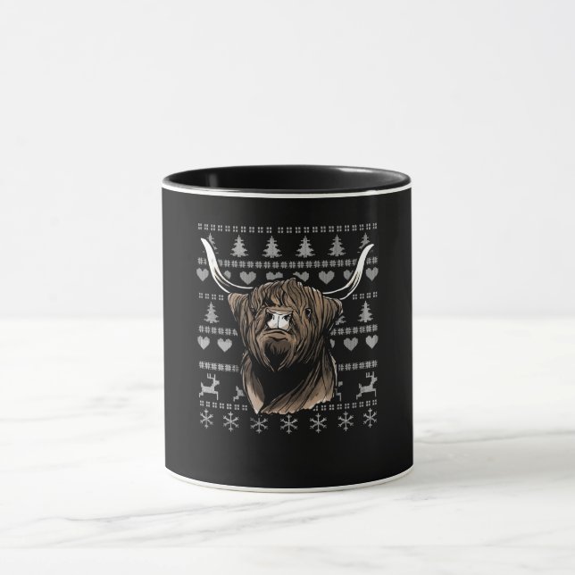 Ugly Christmas Highland Cow Tasse (Zentrum)