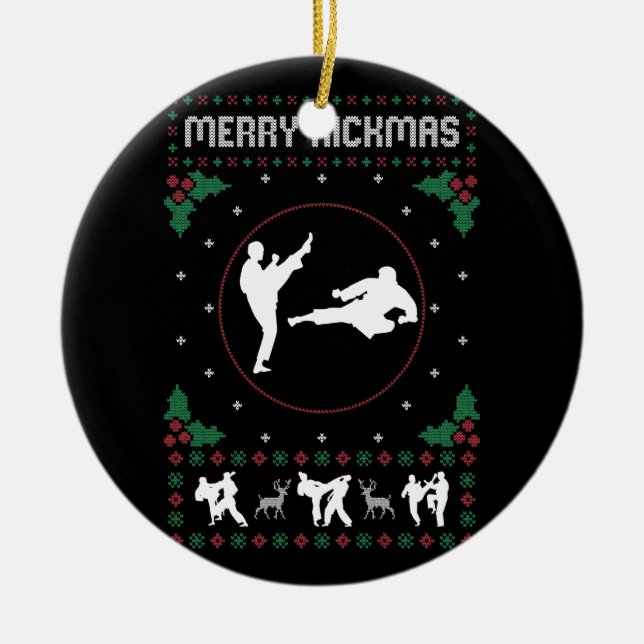 Ugly Christmas Karate Jiu Jitsu Martial Art Merry Keramik Ornament (Vorne)